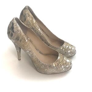 Joan & David Metallic Peep Toe Pumps